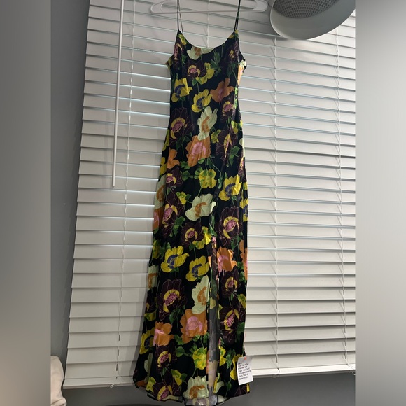 NWT ASOS Designs Satin Dark Floral Slip Dress, US Women’s Size 6 - Picture 5 of 8